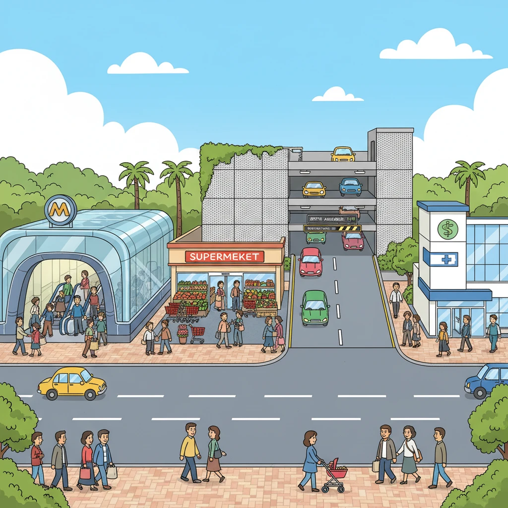 하남시청역 인근 상가 및 주차장 전경