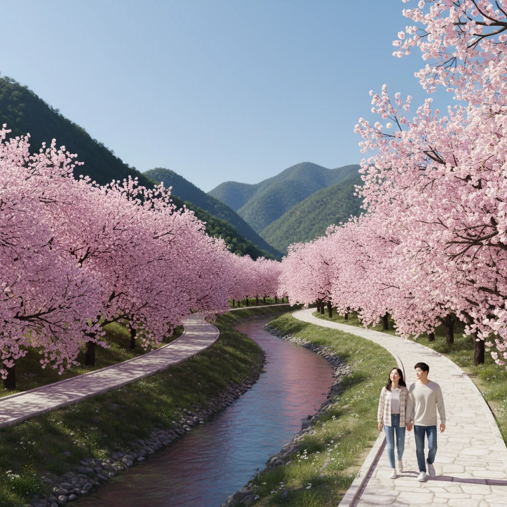 평창강 벚꽃길 풍경