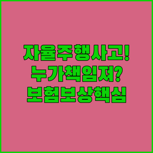운전자 없는 자율주행 차 사고 시 보험 처리와 보상 절차