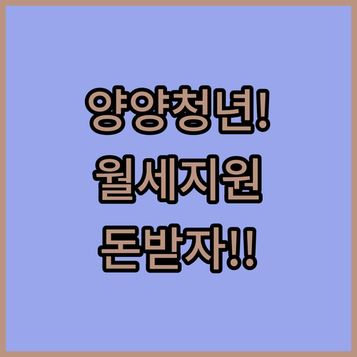 2026 양양군 청년 주거 복지 혜택 월세 지원금 총정리